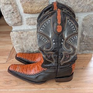 Vintage Mens Old Corral Two-Tone Western Cowboy Boots Croc NWT